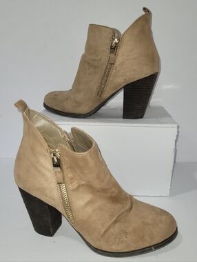 Call It Spring Size 7.5 Tan Brown Block Heel Ankle Booties